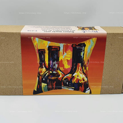 Needlepoint Pillow Kit "Still Life with Wine Bottles"
