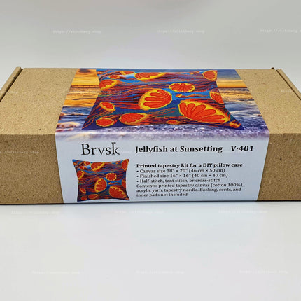 Needlepoint Pillow Kit "Jellyfish at Sunsetting"