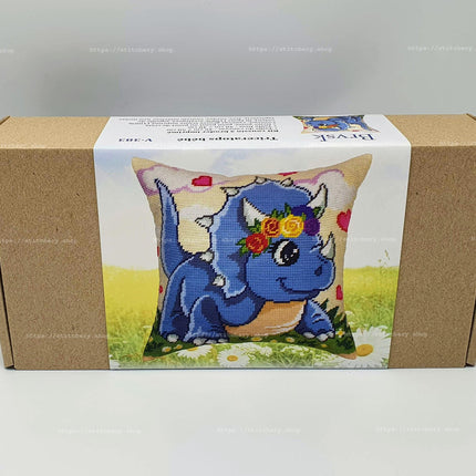 Needlepoint Pillow Kit "Little Triceratops"