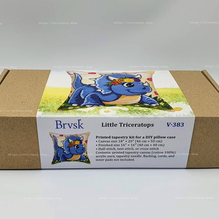 Needlepoint Pillow Kit "Little Triceratops"