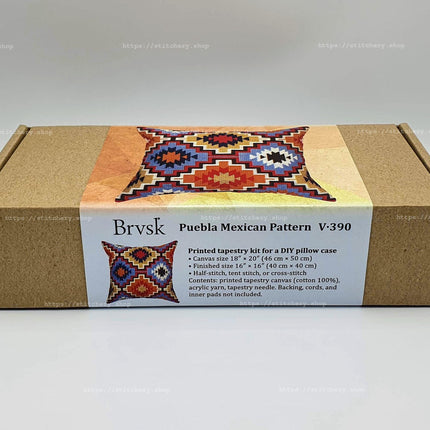 Needlepoint Pillow Kit "Puebla Mexican Pattern"
