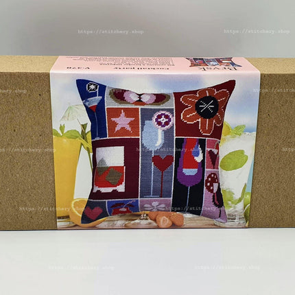 Needlepoint Pillow Kit "Cocktail Party"