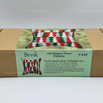 Needlepoint Pillow Kit "Christmas Trees Pattern"