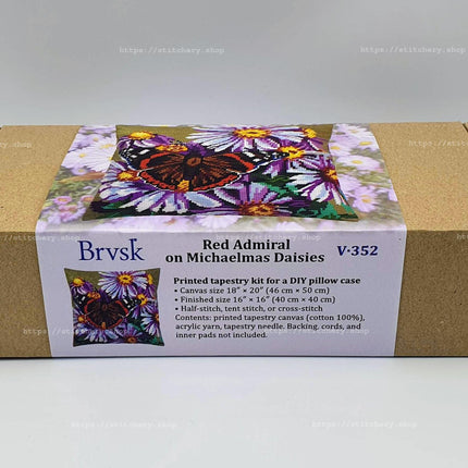 Needlepoint Pillow Kit "Red Admiral on Michaelmas Daisies"