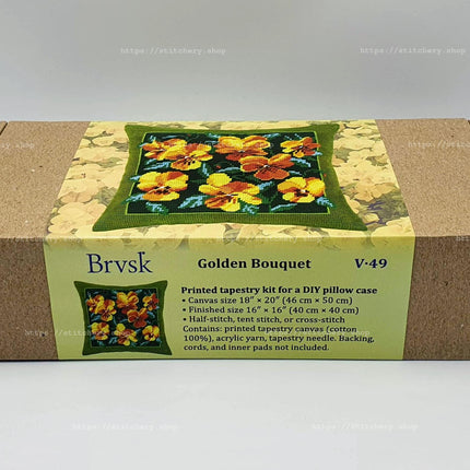 Needlepoint Pillow Kit "Golden Bouquet"