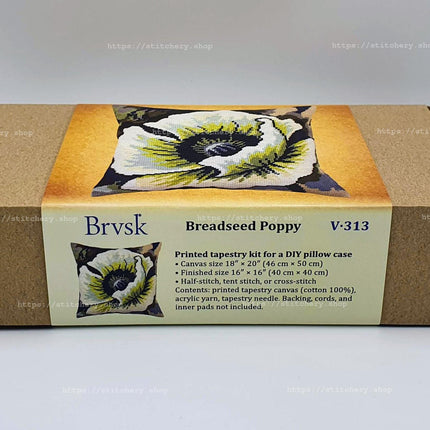 Needlepoint Pillow Kit "Breadseed Poppy"