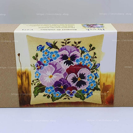 Needlepoint Pillow Kit "Bouquet of Pansies"