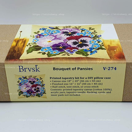 Needlepoint Pillow Kit "Bouquet of Pansies"