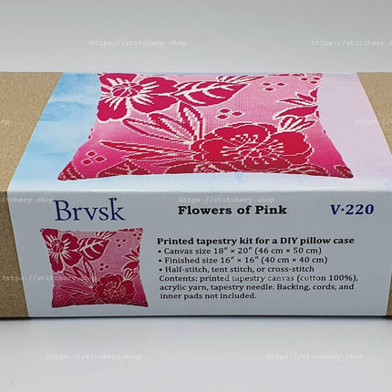 Needlepoint Pillow Kit "Flowers of Pink"