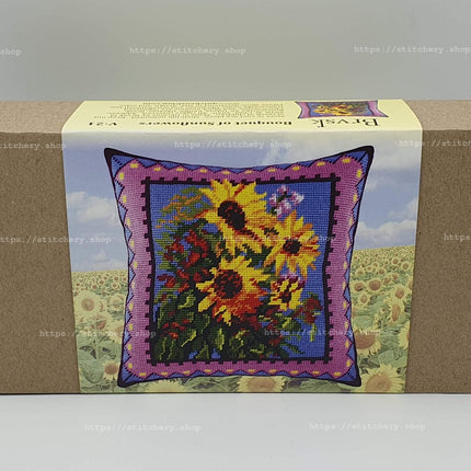 Needlepoint Pillow Kit "Bouquet of Sunflowers"