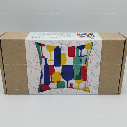Needlepoint Pillow Kit "Wine Glasses"