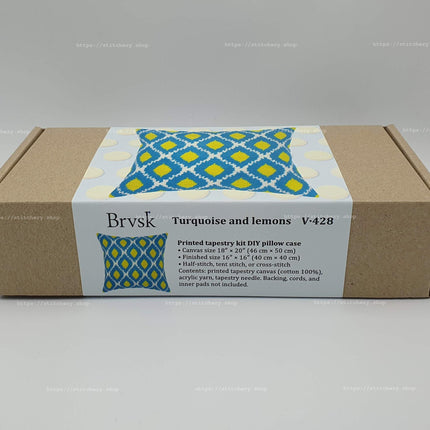 Needlepoint Pillow Kit "Turquoise and lemons"