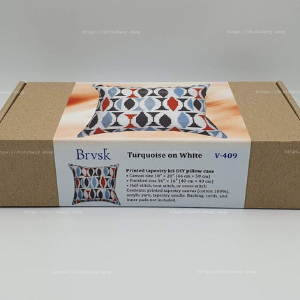 Needlepoint Pillow Kit "Turquoise on White"