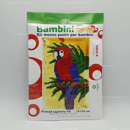 DIY Needlepoint Kit "Macaw parrot" 5.9"x9.8" / 15x25 cm