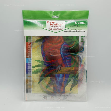 DIY Needlepoint Kit "Macaw parrot" 5.9"x9.8" / 15x25 cm