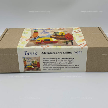 Needlepoint Pillow Kit "Adventures Are Calling"