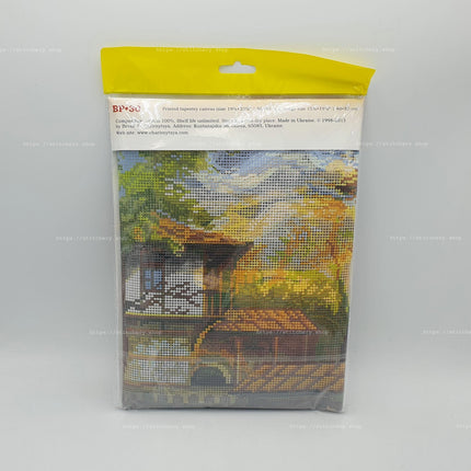 DIY Cross Stitch Kit "Farmstead" with Printed Tapestry Canvas, 15.7"x19.7" / 40х50 cm