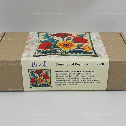 Needlepoint Pillow Kit "Bouquet of Poppies"