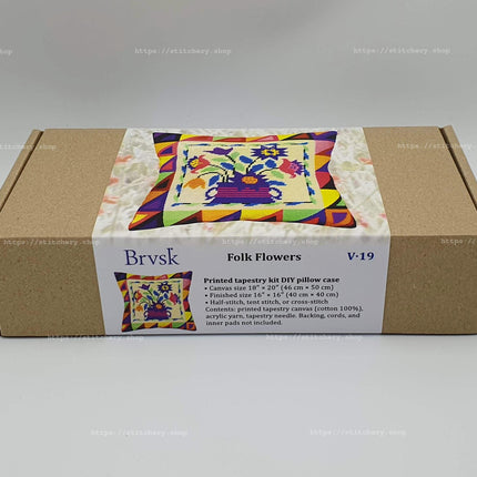 Needlepoint Pillow Kit "Folk Flowers"