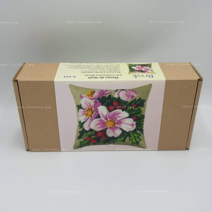 Needlepoint Pillow Kit "Christmas Flowers"
