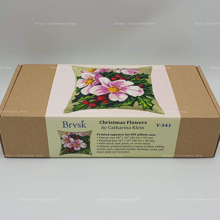 Needlepoint Pillow Kit "Christmas Flowers"