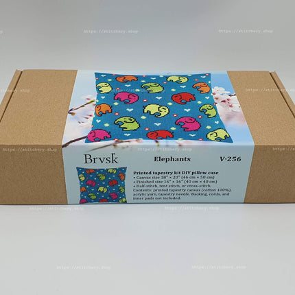 Needlepoint Pillow Kit "Elephants"