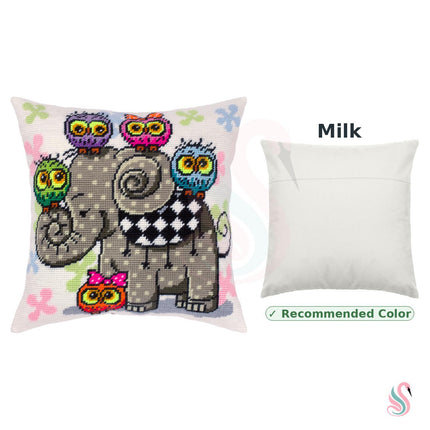 Needlepoint Pillow Kit "Elephant and Owls"