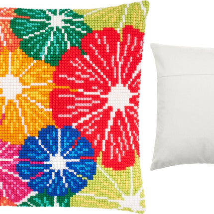 Cross Stitch Pillow Kit "Rainbow of Flowers"