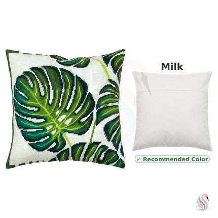 Needlepoint Pillow Kit "Monstera Leaves"