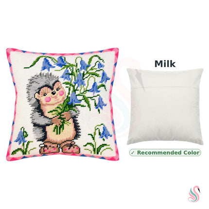 Needlepoint Pillow Kit "Hedgehog with Bellflowers"