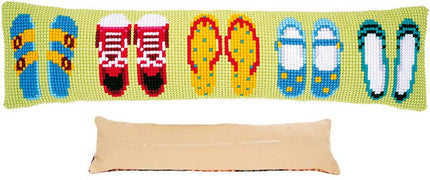 DIY Cross Stitch Cushion Kit "Summer shoes", Draft stopper kit