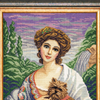 DIY Cross Stitch Kit with Printed canvas "Lady with a dog, F. Marten-Kavel"