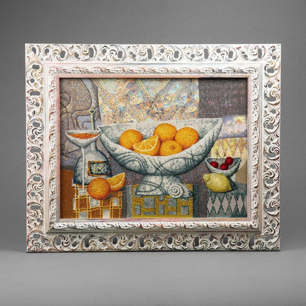 DIY Cross stitch kit with a printed canvas "Oranges matured in warm sun rays"