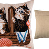 Needlepoint Pillow Kit "Kittens in a Basket"