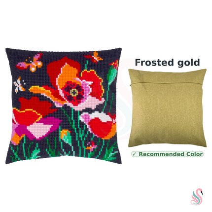 Cross Stitch Pillow Kit "Poppies with butterflies"