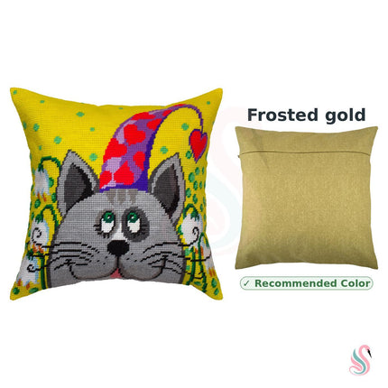 Needlepoint Pillow Kit "Cat in a Cone Hat"