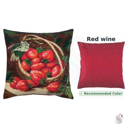Needlepoint Pillow Kit "Strawberries in a Wicker Basket"