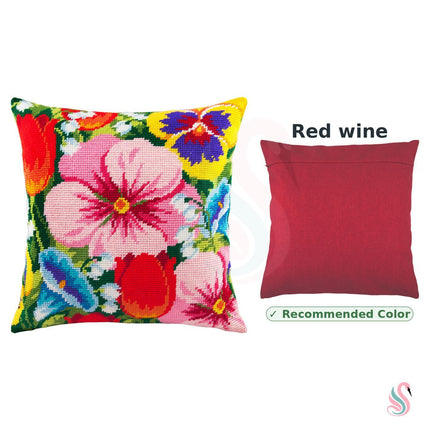Needlepoint Pillow Kit "Flower Bed"
