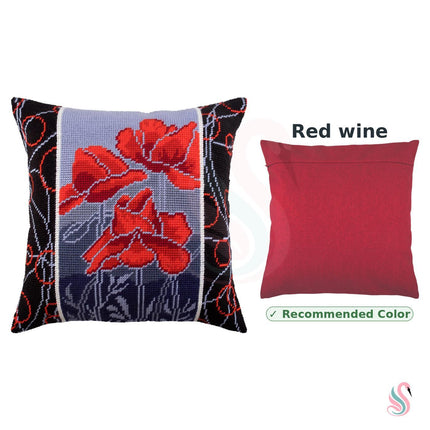 Needlepoint Pillow Kit "Poppies in the Night"