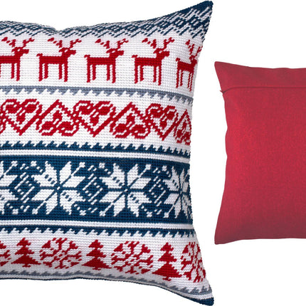 Needlepoint Pillow Kit "Christmas Deer Pattern"