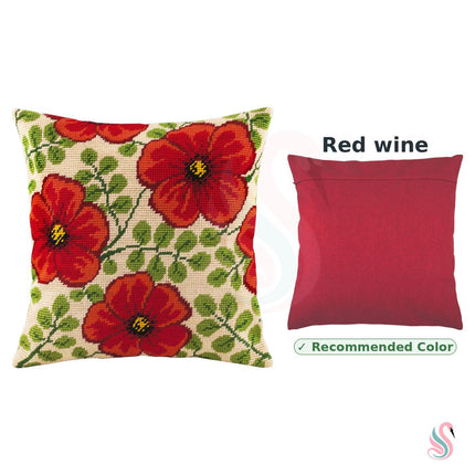 Needlepoint Pillow Kit "Red Flowers"