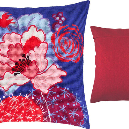 Needlepoint Pillow Kit "Blue Flower"