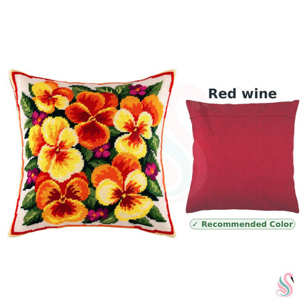 Needlepoint Pillow Kit "Pansies"
