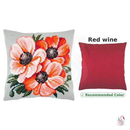 Cross Stitch Pillow Kit "Anemones"