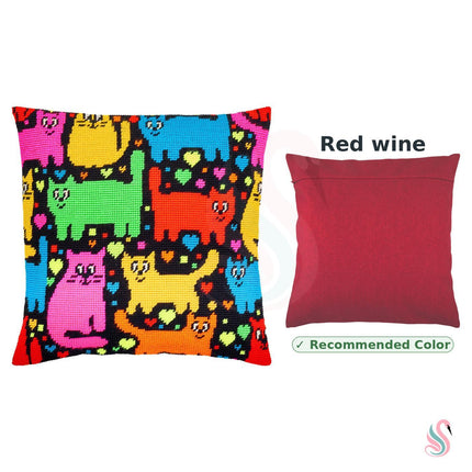 Needlepoint Pillow Kit "Puzzle of Cats"