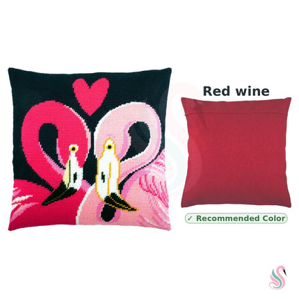 Needlepoint Pillow Kit "Two Flamingos"