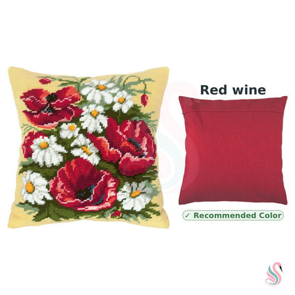 Needlepoint Pillow Kit "Poppies and Daisies"