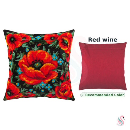 Needlepoint Pillow Kit "Meadow of Poppies"
