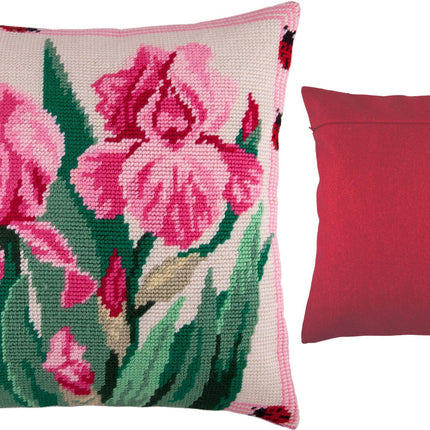 Needlepoint Pillow Kit "Pink Irises"