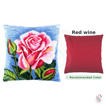 Cross Stitch Pillow Kit "Pink Rose"
